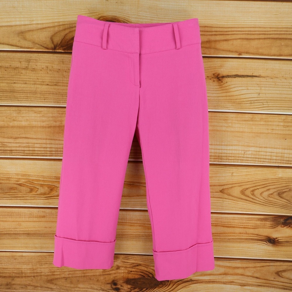 Heart Soul Capri Pants Juniors Size 5 Hot Pink Polyester Cuffed Mid Rise Stretch
